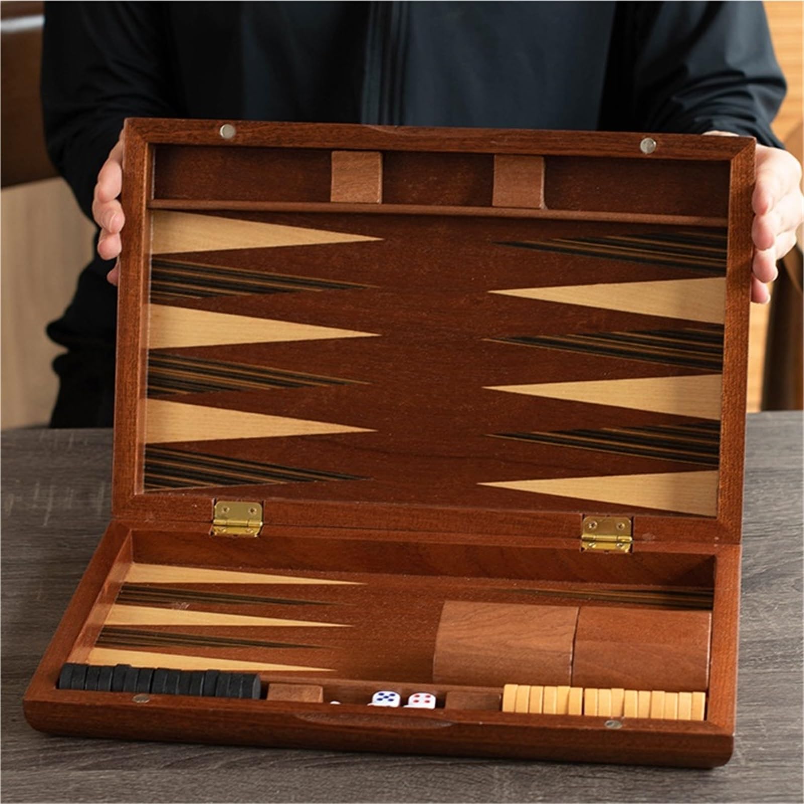 Juego de Mesa de Backgammon de Madera, Tablero clásico Ajedrez