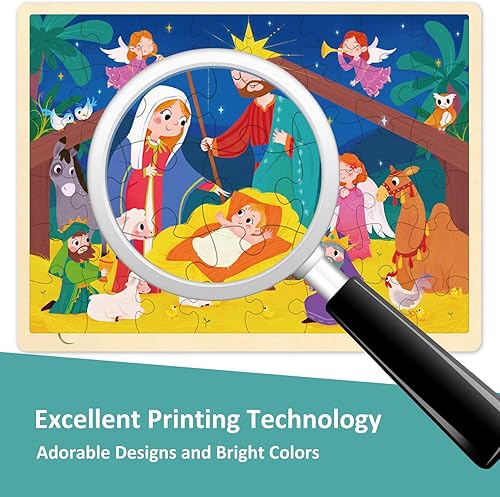 Miniatura 4 de MoinKidz - Rompecabezas de 48 piezas para niños de 3 a 5 años, rompecabezas de Navidad para niños de 4 años, cada pieza es única, rompecabezas de