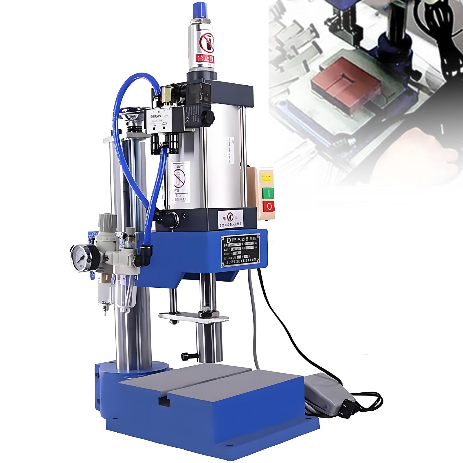Jozyjul Footswitch Pneumatic Punch Press Machine With Display Controller, 0.4-0.7 Mpa Pressure, Adjustable Cylinder Stroke Pneumatic Press Cylinder Stroke Pneumatic Press -300Kg
