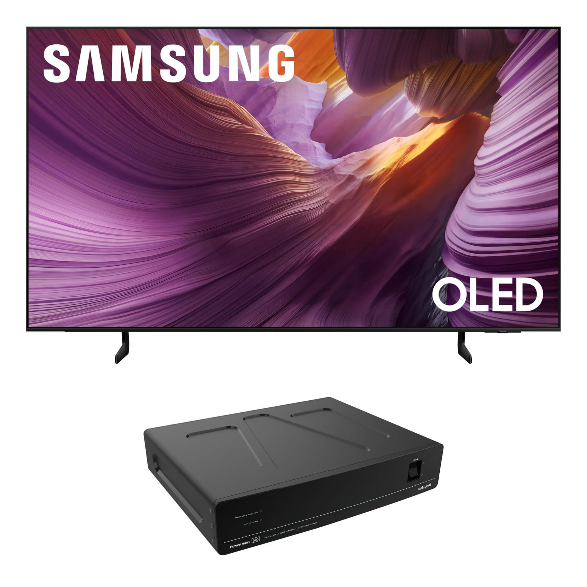 Samsung QN77S85FAEXZA 77 Inch OLED HDR 4K Smart TV with an AudioQuest PQ505NA PowerQuest 505 12 Outlet Surge Protector (2025)