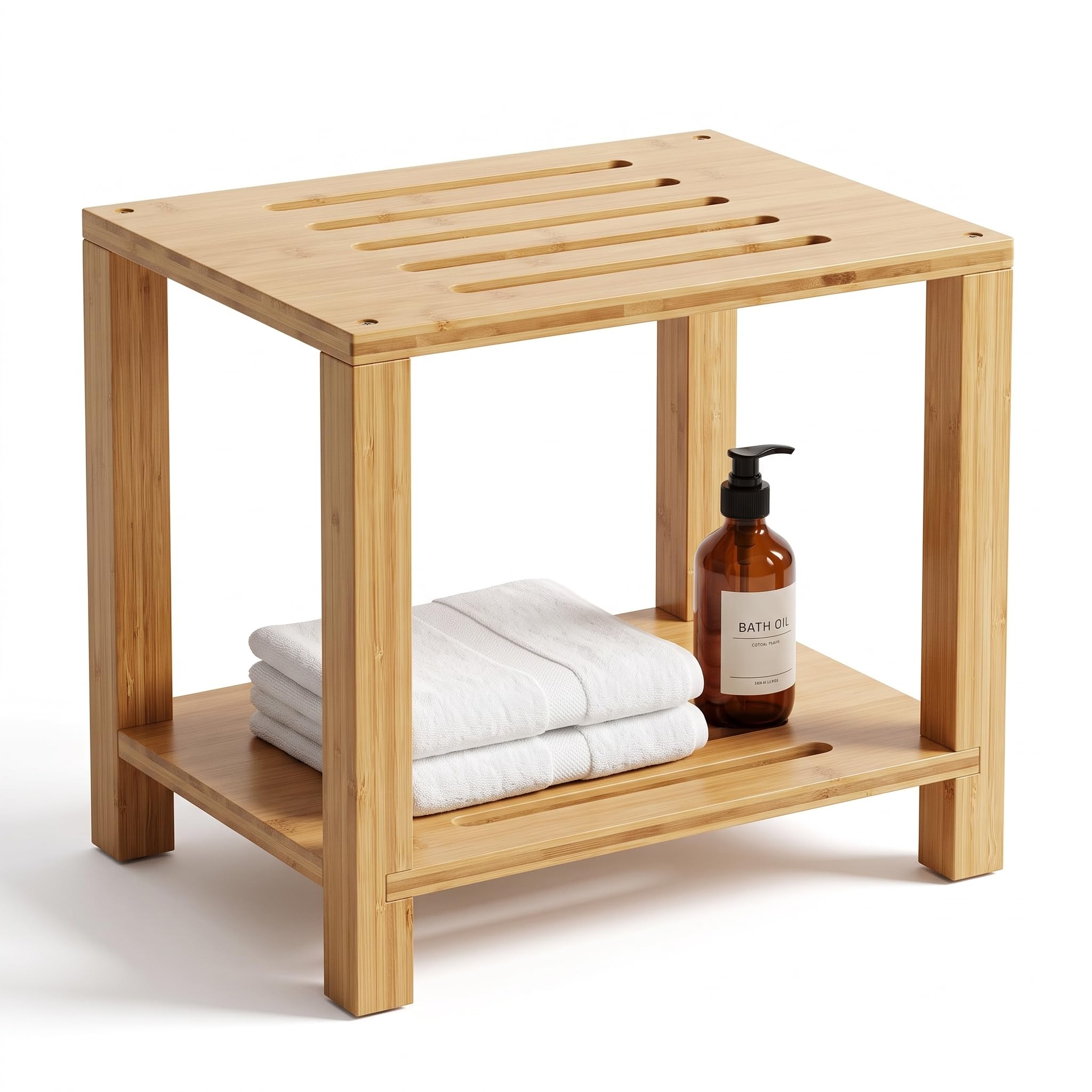 Photo 1 of Nhohobiy Bamboo Shower Bench Stool