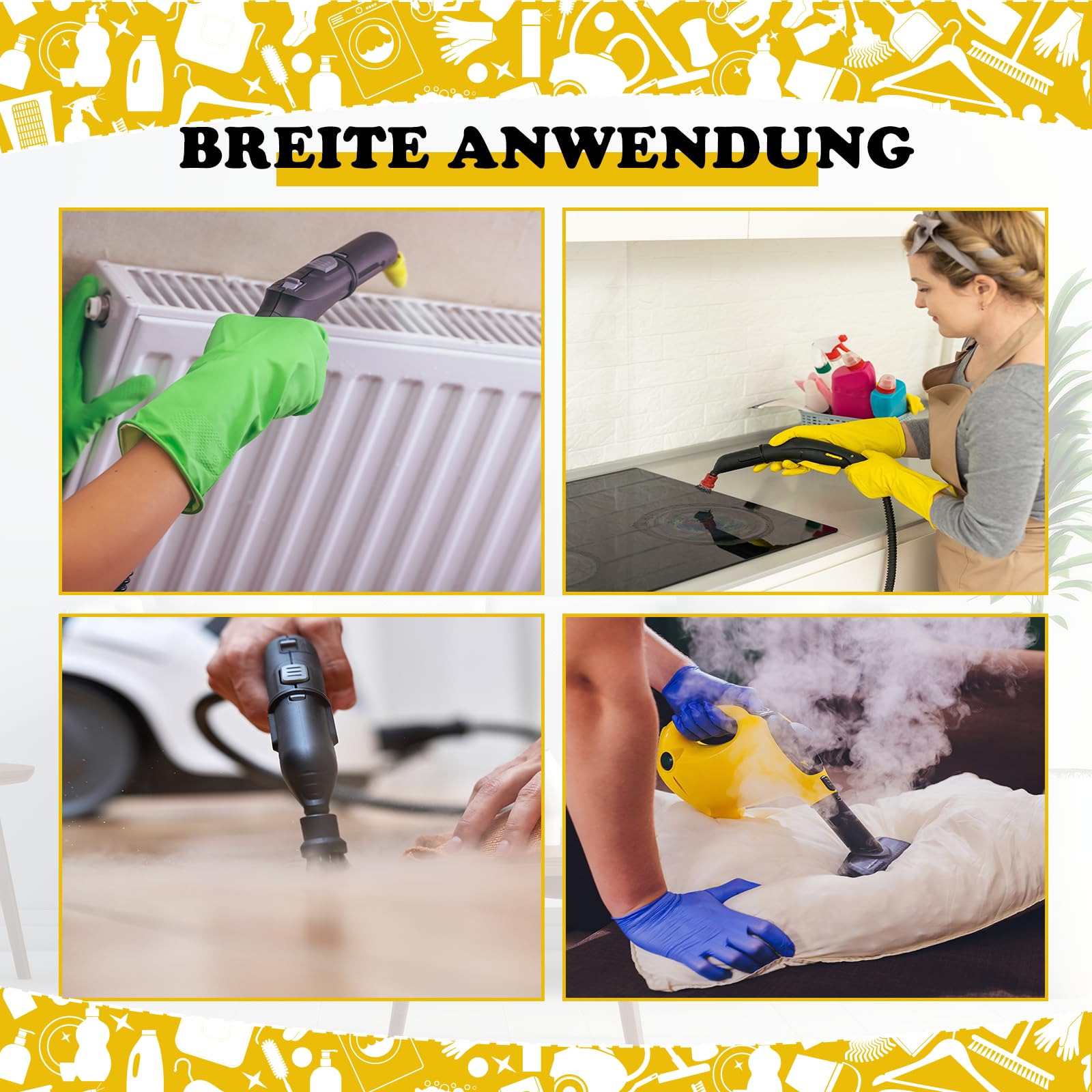 Dieses 18-teilige Zubehörset für Dampfreiniger ist mit den Kärcher-Modellen SC1 bis SC5 kompatibel und beinhaltet eine Düse, eine Bürste, einen Abzieher und einen Schaber.