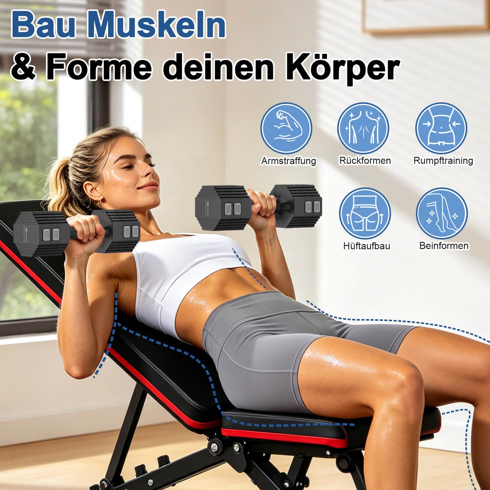Tepemccu 10kg Verstellbar Hanteln Set, 4-in-1 Kurzhanteln 2er Set