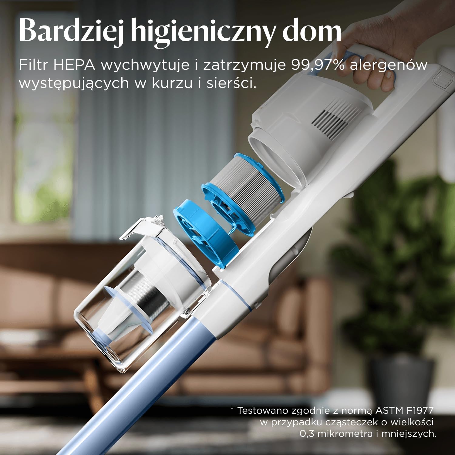 BISSELL PowerClean, odkurzacz pionowy, silnik 200 W, diody LED, nieplącząca się szczotka, odkurzacz 3 w 1, konstrukcja stojąca, filtr HEPA, wymienna bateria 2000 mAh, czas pracy 40 min, 4261N
