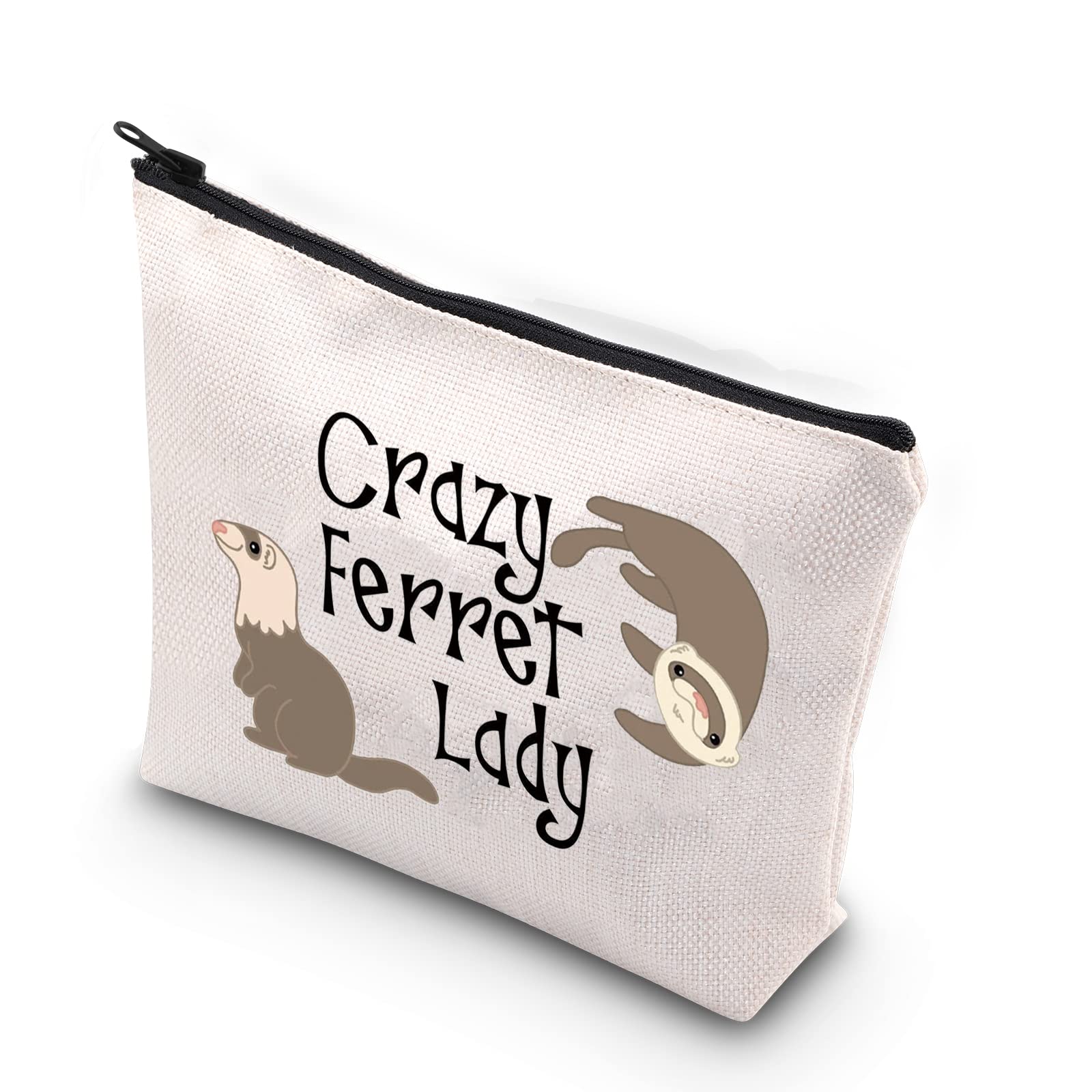 TSOTMO Ferret Lover Gift Crazy Ferret Lady Animal Lover Zipper Pouch Makeup Bag for Women Sister (Ferret Lady)