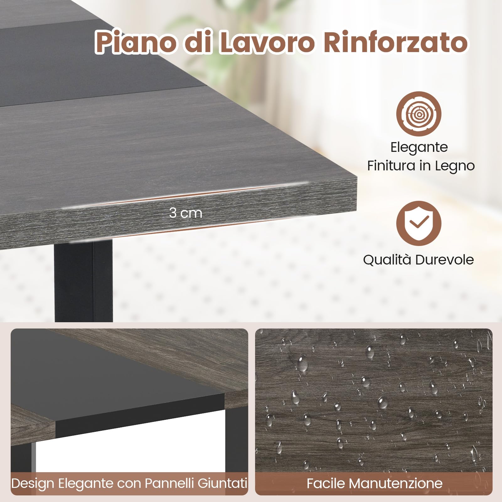 COSTWAY Tavolo da Conferenza Quadrato 100 cm, Tavolo da Riunioni con Piano Rinforzato e Struttura Metallica Robusta, Ideale per 4 Persone da Ufficio e Sala Riunioni (Grigio)