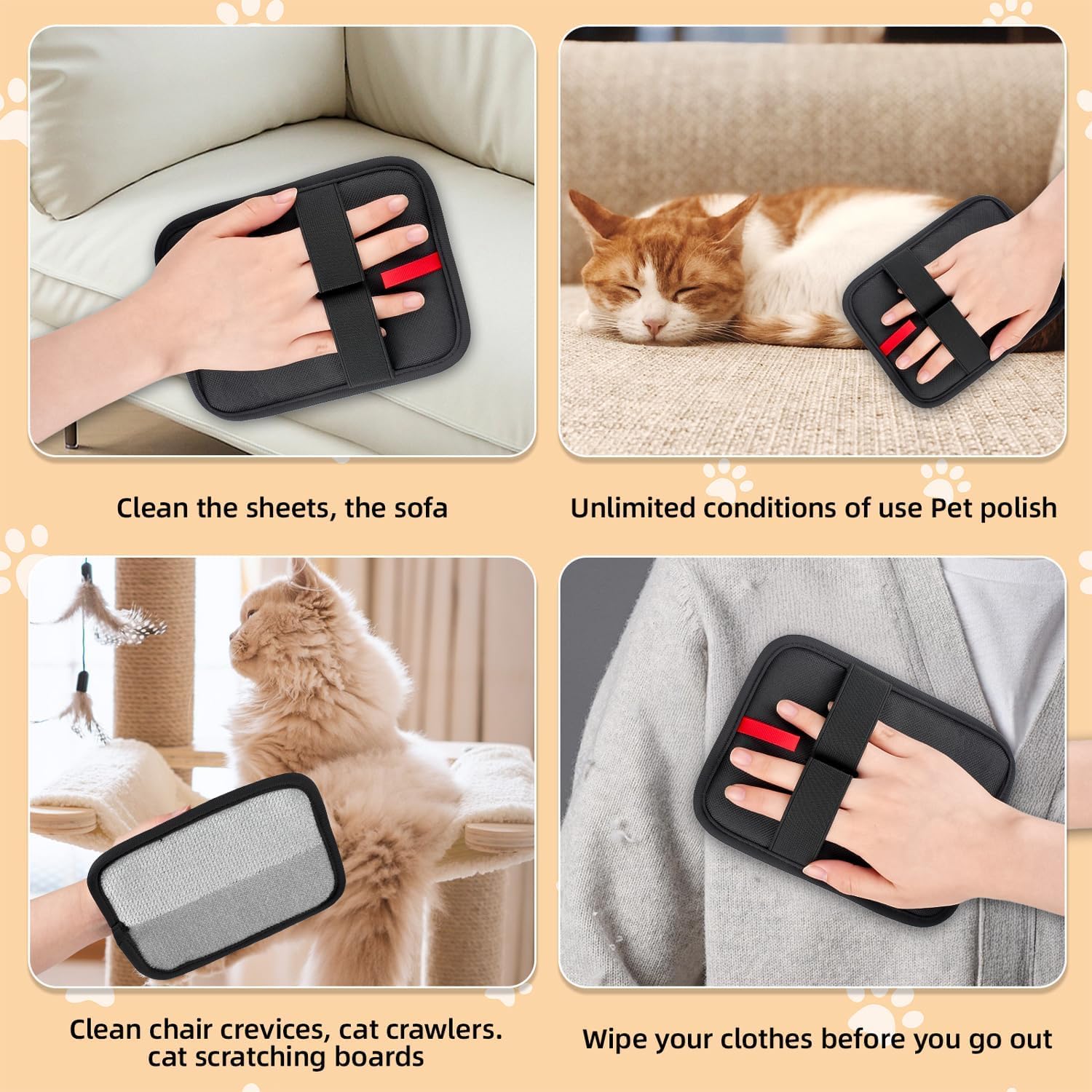 Guantes De Aseo Para Perros Y Gatos - Pack De 2 Pares Reutilizables - Quita Pelo Fácilmente