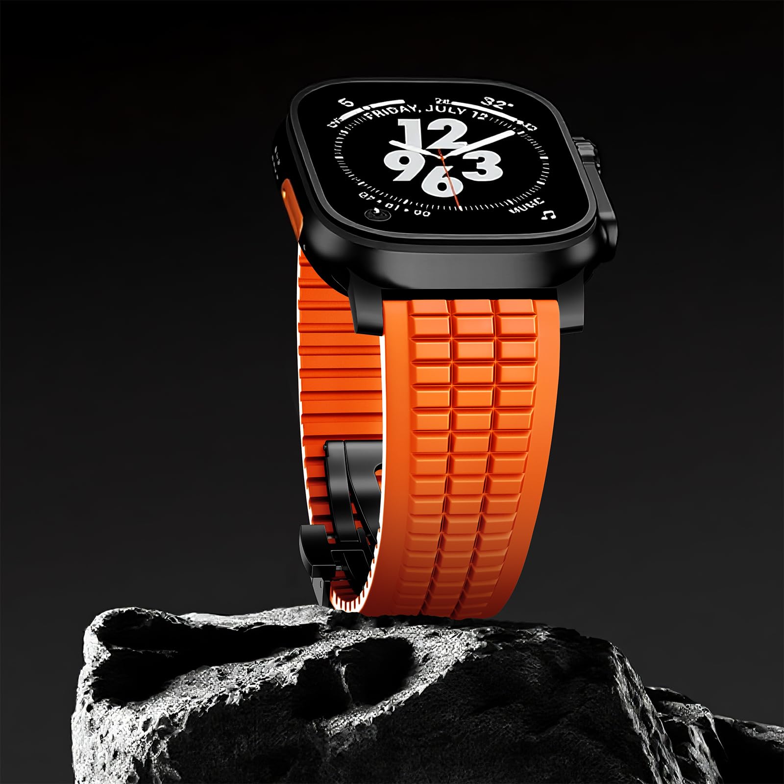 SEURE FKM pasek do zegarka Apple Watch Ultra 2/1, 49 mm, seria 10, 46 mm, seria 9/8/7, 45 mm, seria SE2/6/SE/5/4, 44 mm, seria 3/2/1, 42 mm, biznesowy, sportowy, fluorowany, zapasowy pasek dla