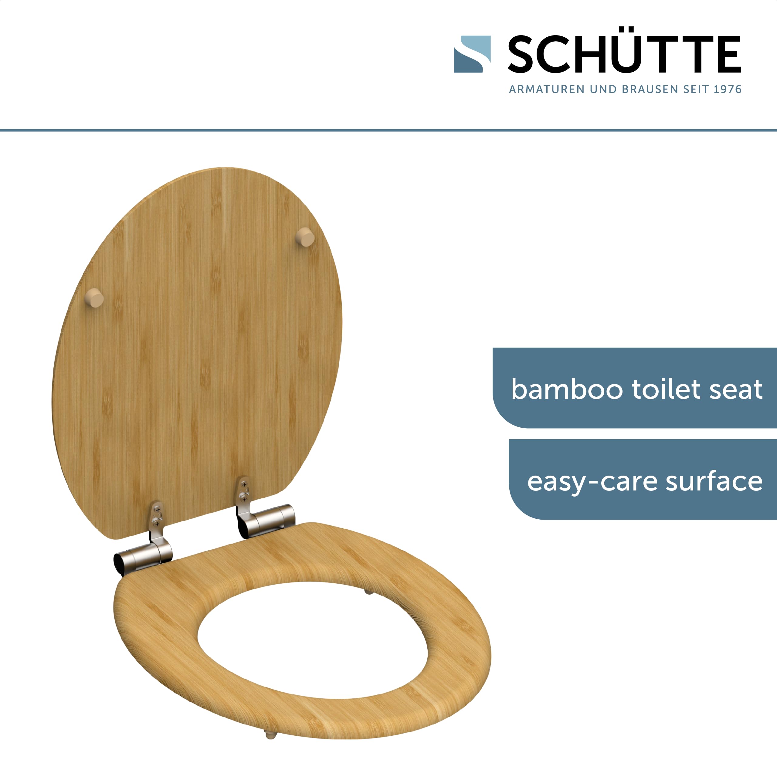 Schütte Deska sedesowa BAMBOO wolnoopadająca, masywna bambusowa deska sedesowa, trwała deska sedesowa z drewna bambusowego, maksymalne obciążenie 150 kg