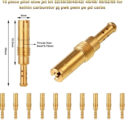 Miniatura 3 de Kit de chorro principal de carburador de 20 piezas, incluye 10 piezas de chorro principal de carburador y 10 piezas de chorro lento para PWK Keihin