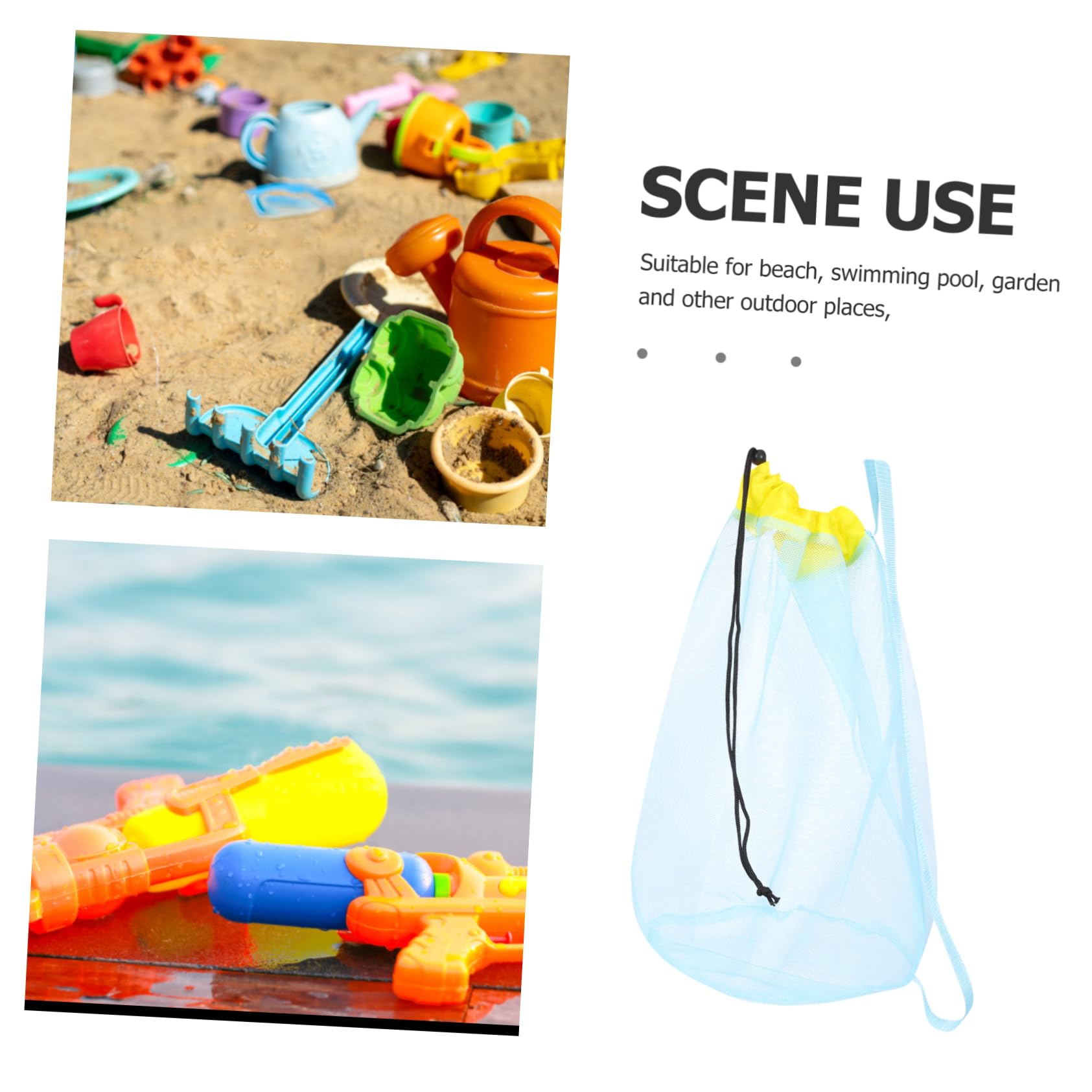 PACKOVE 4stücke Strandtasche Für Junge Mädchen Robuste Netz-strandtasche Mit Zugband Und Tragegriff Für Sandspielzeug Handtücher Und Schwimmausrüstung Leicht Und Tragbar Zufällige