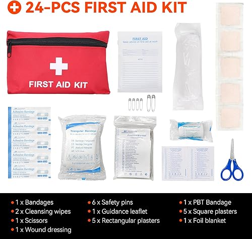 Miniatura 5 de VCANENERGY Kit de emergencia para automóvil con cables de puente, kit de primeros auxilios, kit de asistencia lateral de seguridad para vehículos de