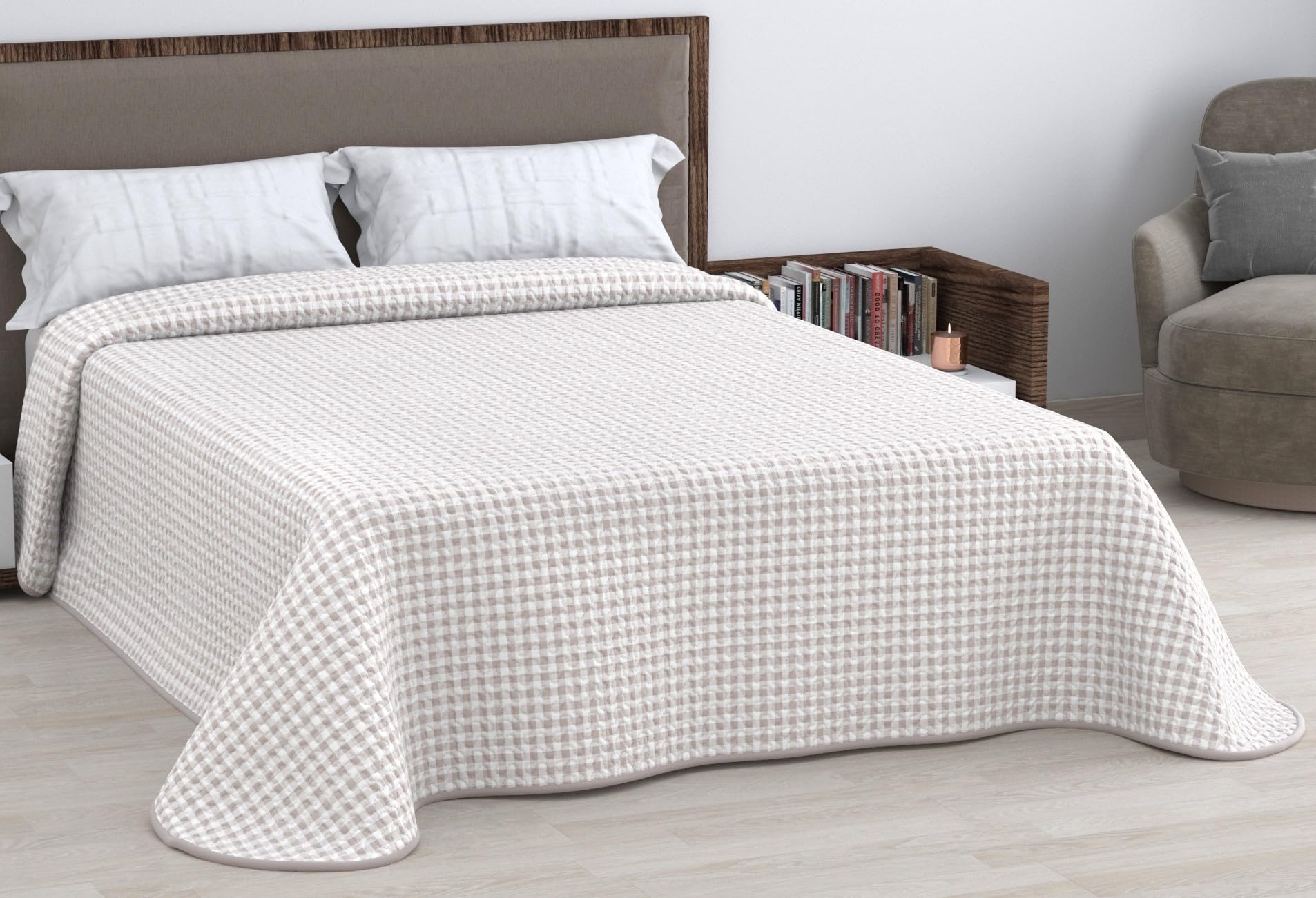 HM'S HOME'SECRET Colcha Bouti Estampada de 100% Microfibra Suave - Variedad de Diseños y Tamaños (Liso Gris, Cama 150cm) — view 25