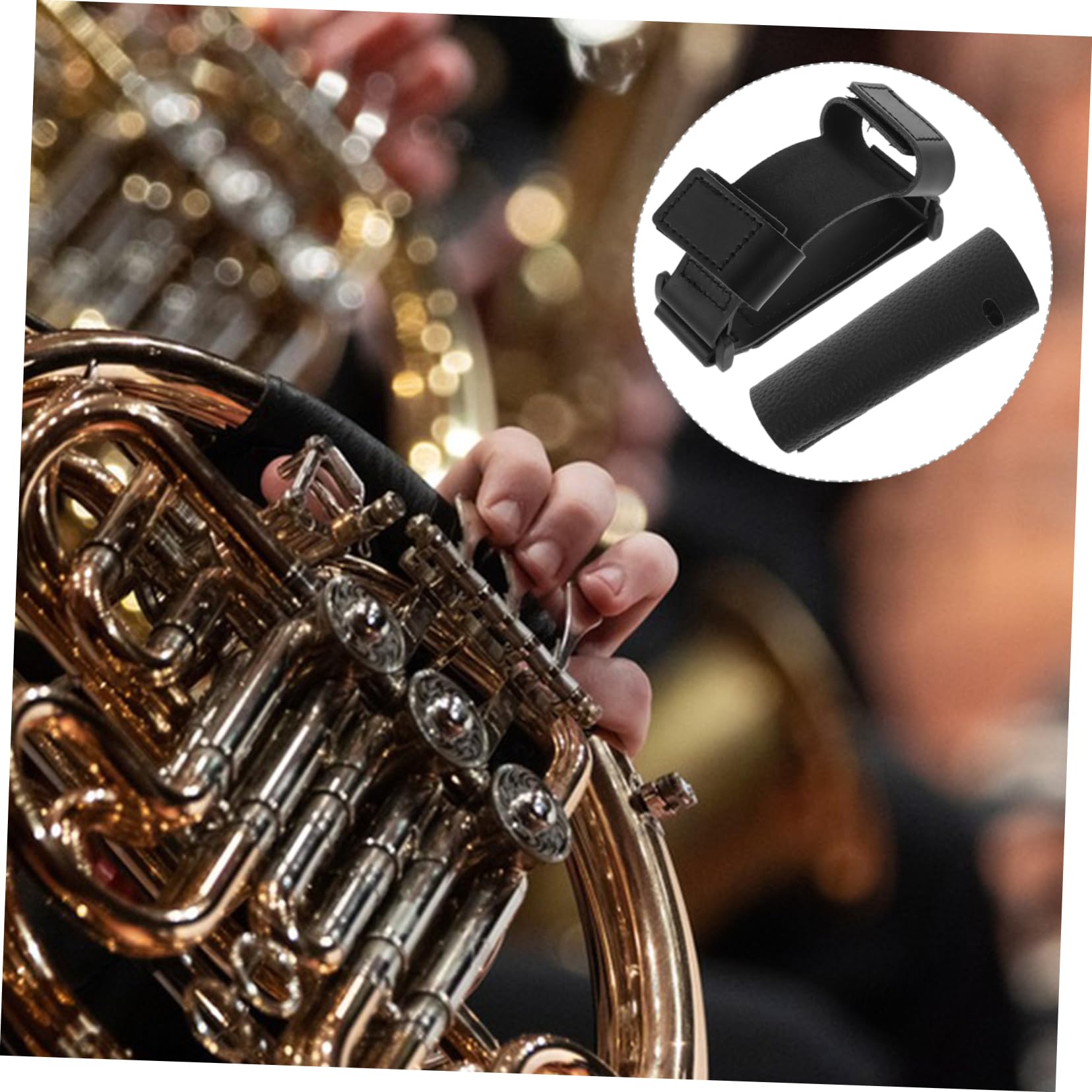 ULDIGI French Horn Hand Rest Comfortable Pu Leather Guard Non-skid Grip Easy to Use Saddle Horn Wrap for Horn Performance