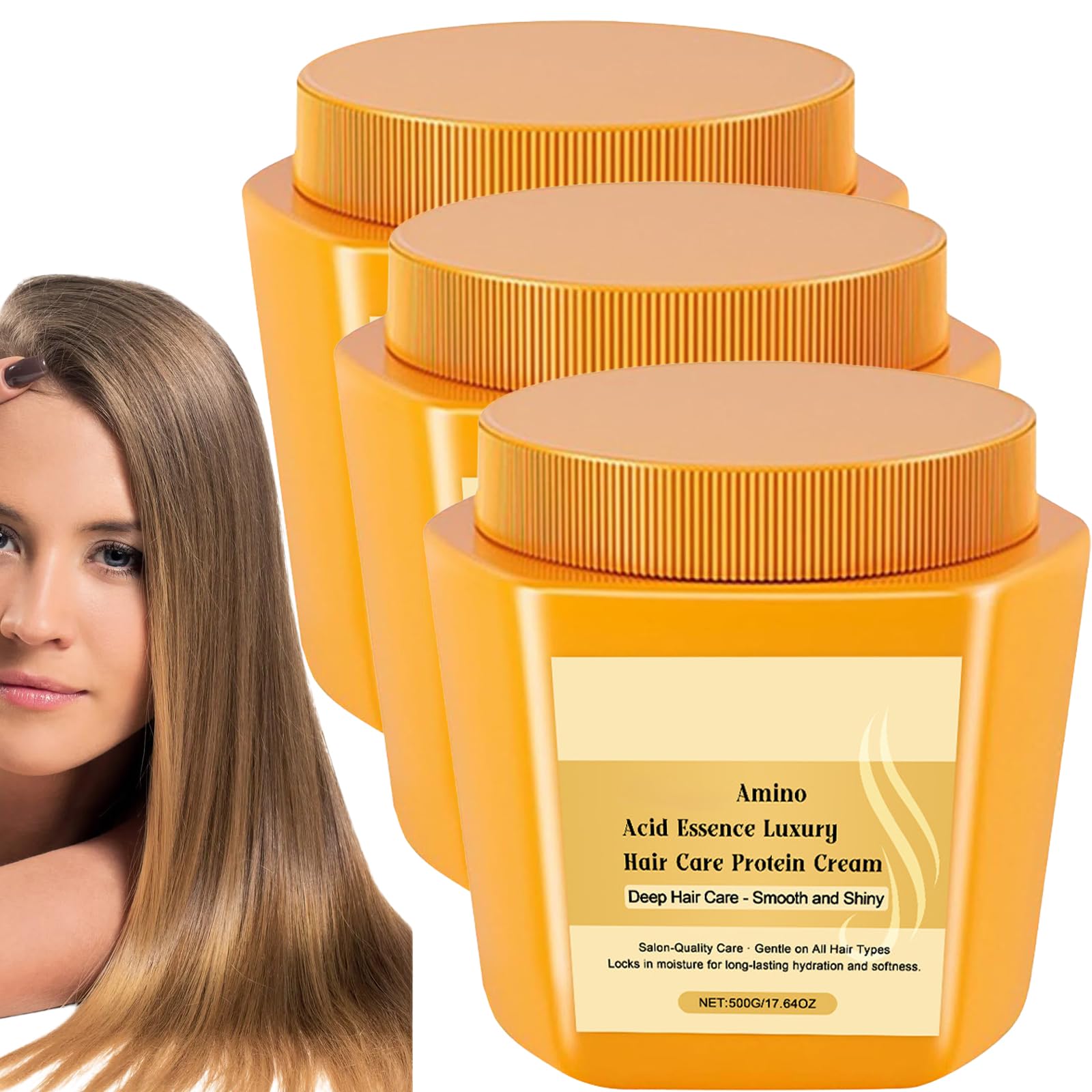 Crema Proteina Hailoyearn Per Capelli, Cura Di Lusso Essenza Di Acido Amminoacido, Maschera Riparatore Capelli Secchi Danneggiati Ricci, Maschere Al Collagene, Idratazione Intensiva & Levigante (3pcs)