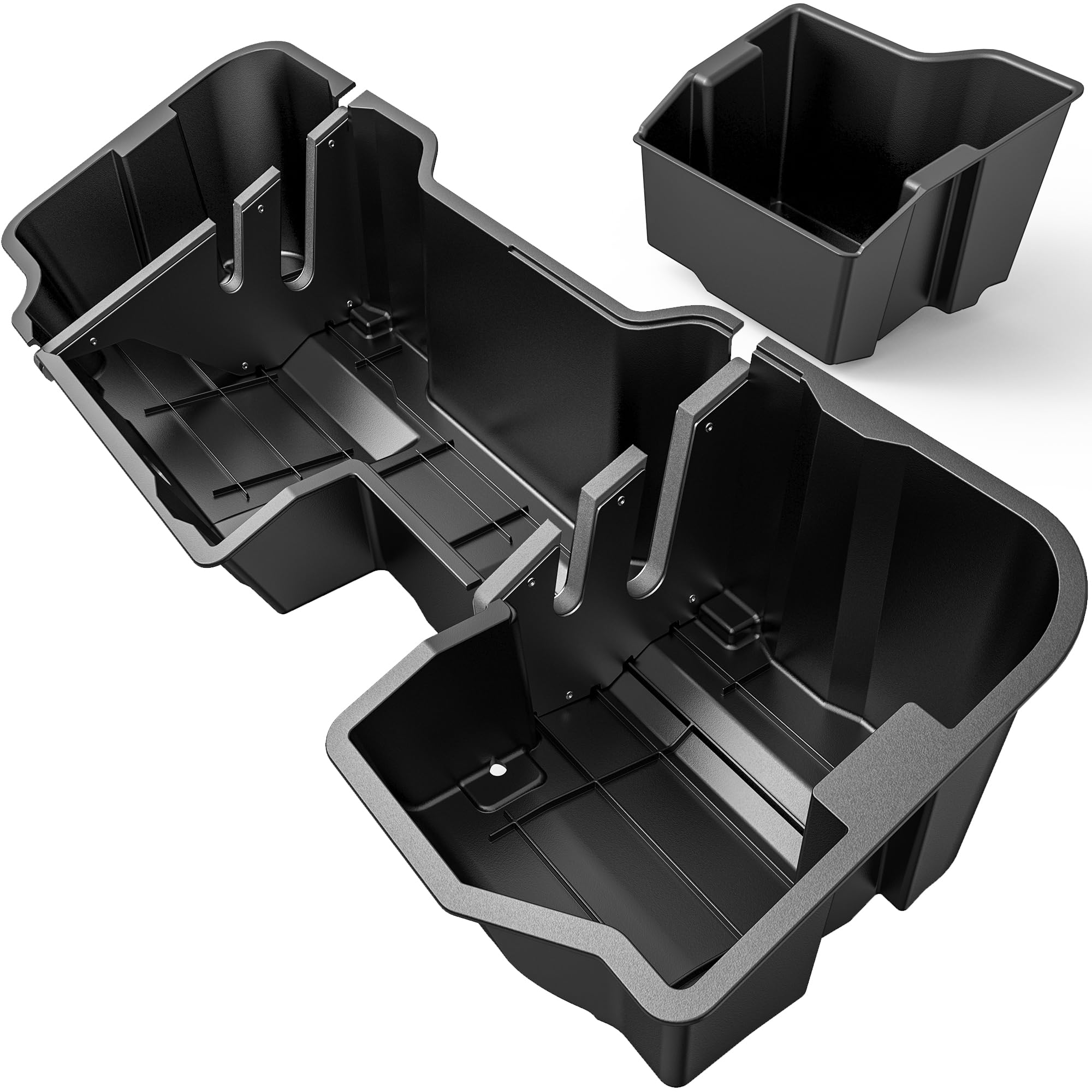 oEdRo Upgraded Under Seat Storage Box Fit with 2019-2026 Chevy Silverado/GMC Sierra 1500, 2020-2026 Silverado/Sierra 2500HD 3500HD Double Cab & Crew Cab, 2-in-1 Underseat Storage Black Tool Box