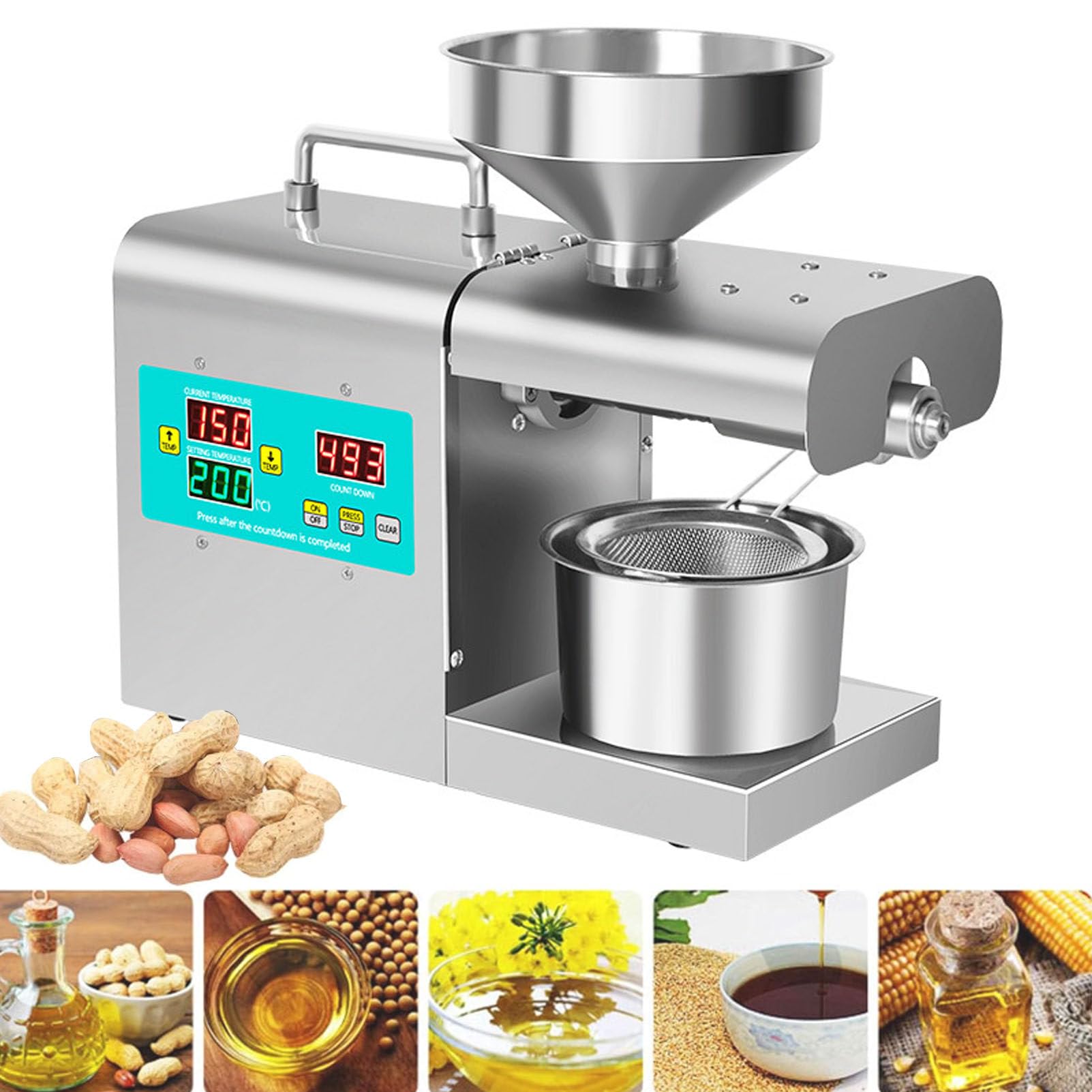 Machine à Huile Automatique 820W, Extracteur Inox 304, Presse à Chaud, 110V