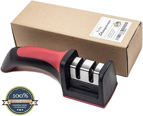 Miniatura 9 de HUJI El afilador de cuchillos de cocina profesional de 2 etapas ayuda a reparar, restaurar y pulir cuchillas con mango de seguridad de agarre suave,