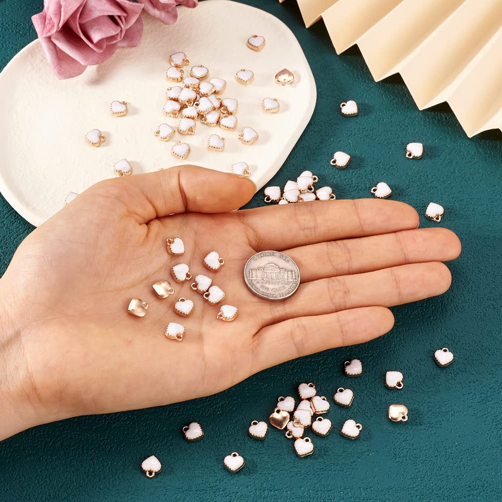 Ciondoli A Cuore Smaltati 100pz - Placcati Oro 18K Per Braccialetti Fai Da Te E Gioielli