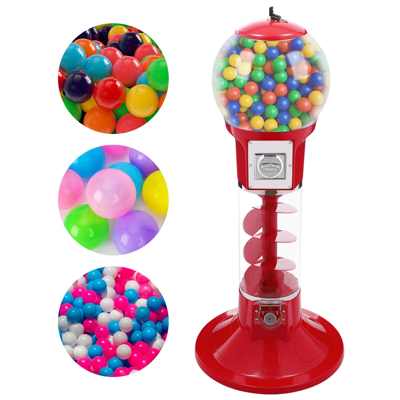 sjcdicnj Red Twister Ball Dispenser, 43in-Height Candy Gumball Vending Machine, Spiral Gumball Bank for Party Favor Bubblegum Machine