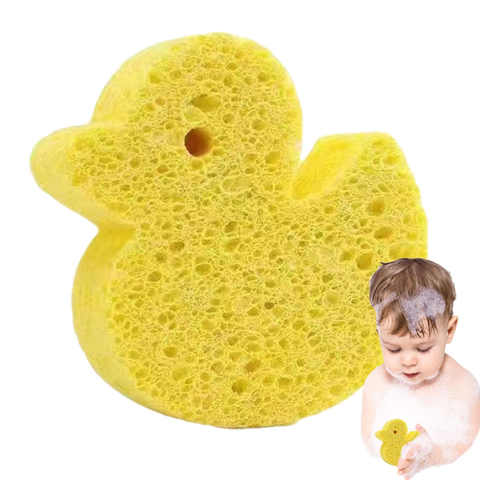 GLANSI Baby Bath Sponge - Cute Shower Brush Dead Skin Remover | Natural Wood Pulp & Cotton Bath Sponges for Infants & Toddlers