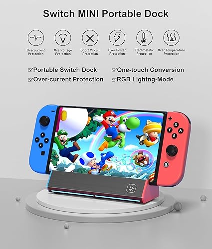 Vista 2 de Estación de acoplamiento de TV para interruptor, conmutador portátil OLED Dock con adaptador HDMI 4K1080P y puerto USB, reemplazo para muelle