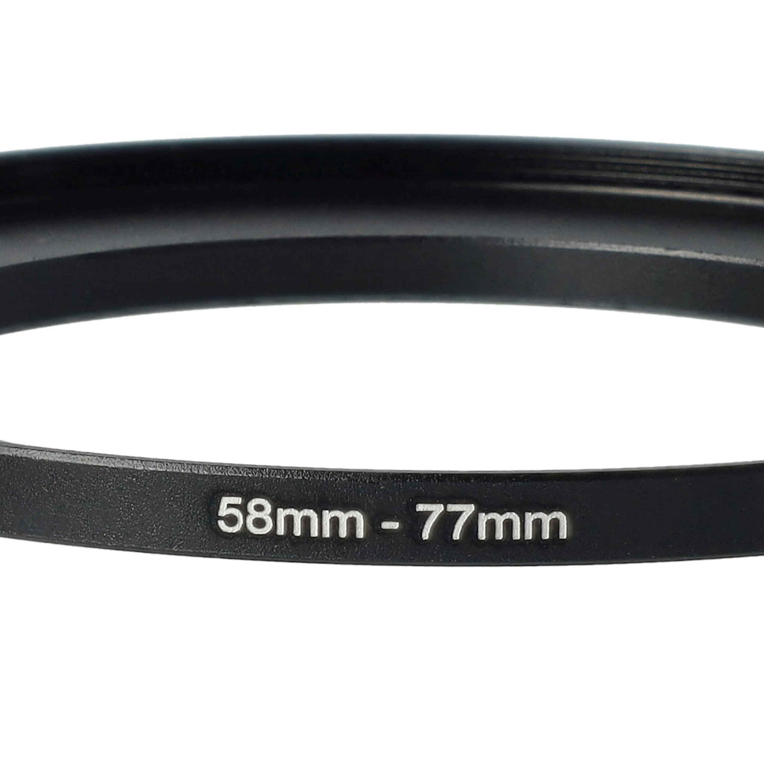 vhbw Bague d'adaptation de Filtre Step-Up de 58 mm vers 77 mm pour Objectif d'appareil Photo - Adaptateur, métal, Noir