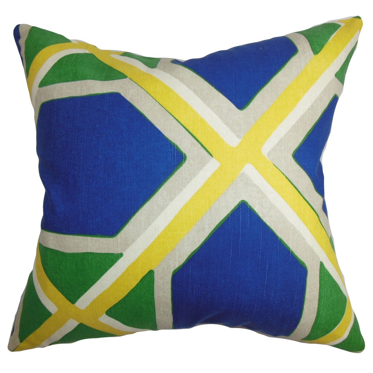 The Pillow Collection Quigley Geometric Cushion Cover Blue Green, Cotton, 23925 x 23925 x 8370 cm