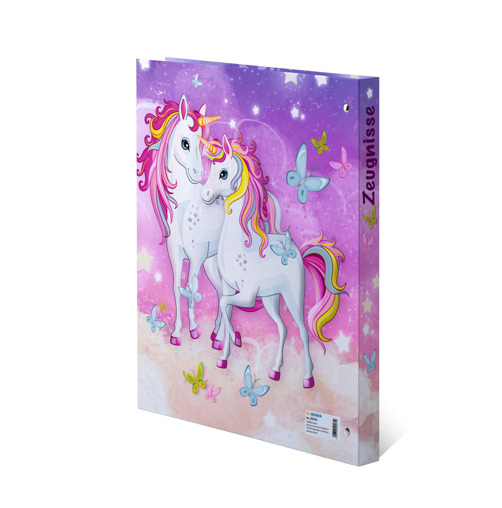 HERMA Carpeta de certificados, tamaño A4, 18 unidades, con 10 fundas transparentes para 20 certificados, certificados y documentos, con impresión interior, mecanismo de 4 anillas y diseño de animales