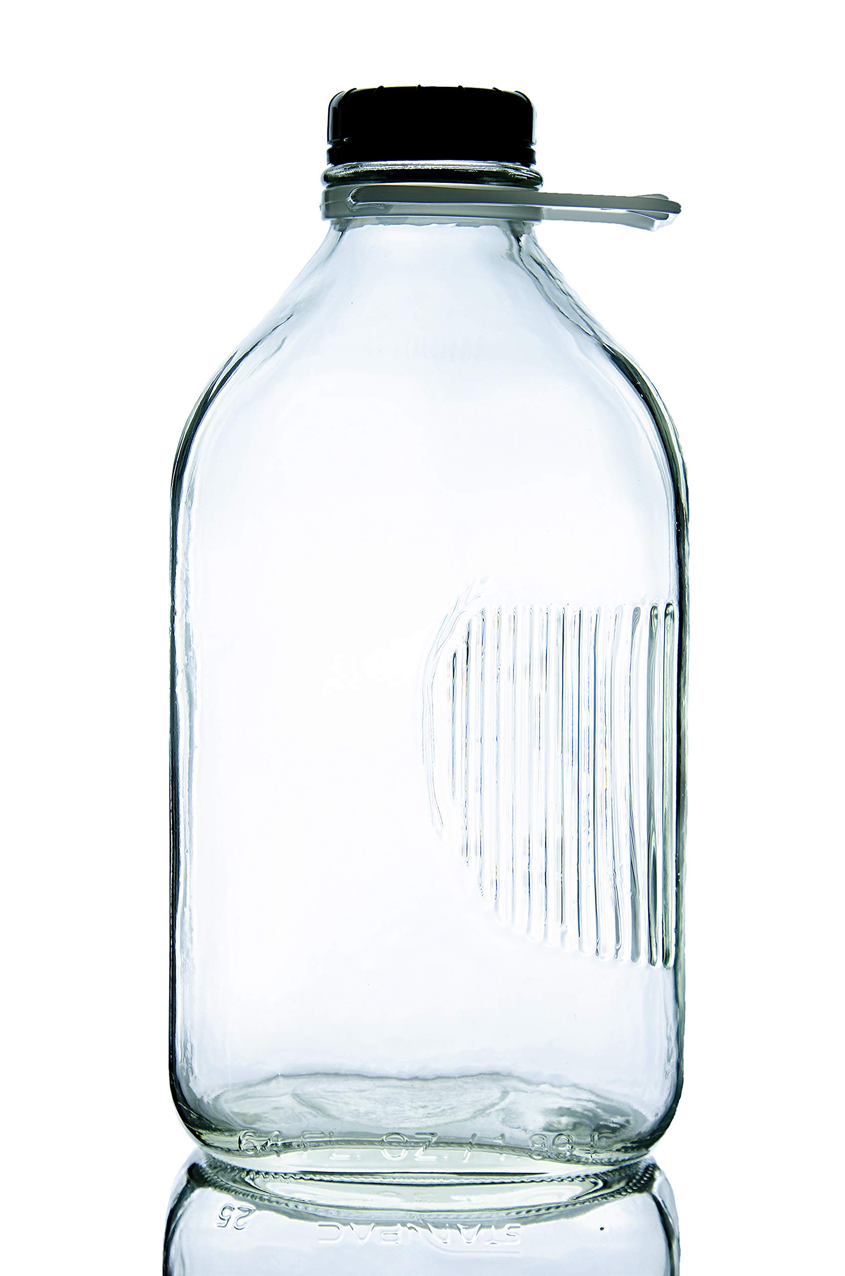 North Mountain Supply Ciężka szklana butelka na mleko 162 ml - 4 sztuki - z 8 pokrywkami z manipulacją i 4 uchwytami do noszenia