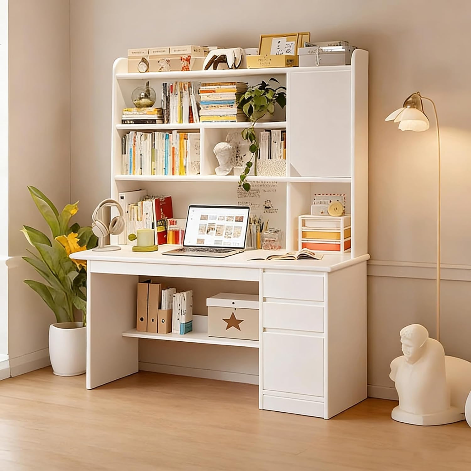Scrivania Con Libreria，scrivania Per Computer In Legno Con Libreria E Gabbia Scrivanie Per Cameretta Scrivania Da Studio Con Credenza E Libreria