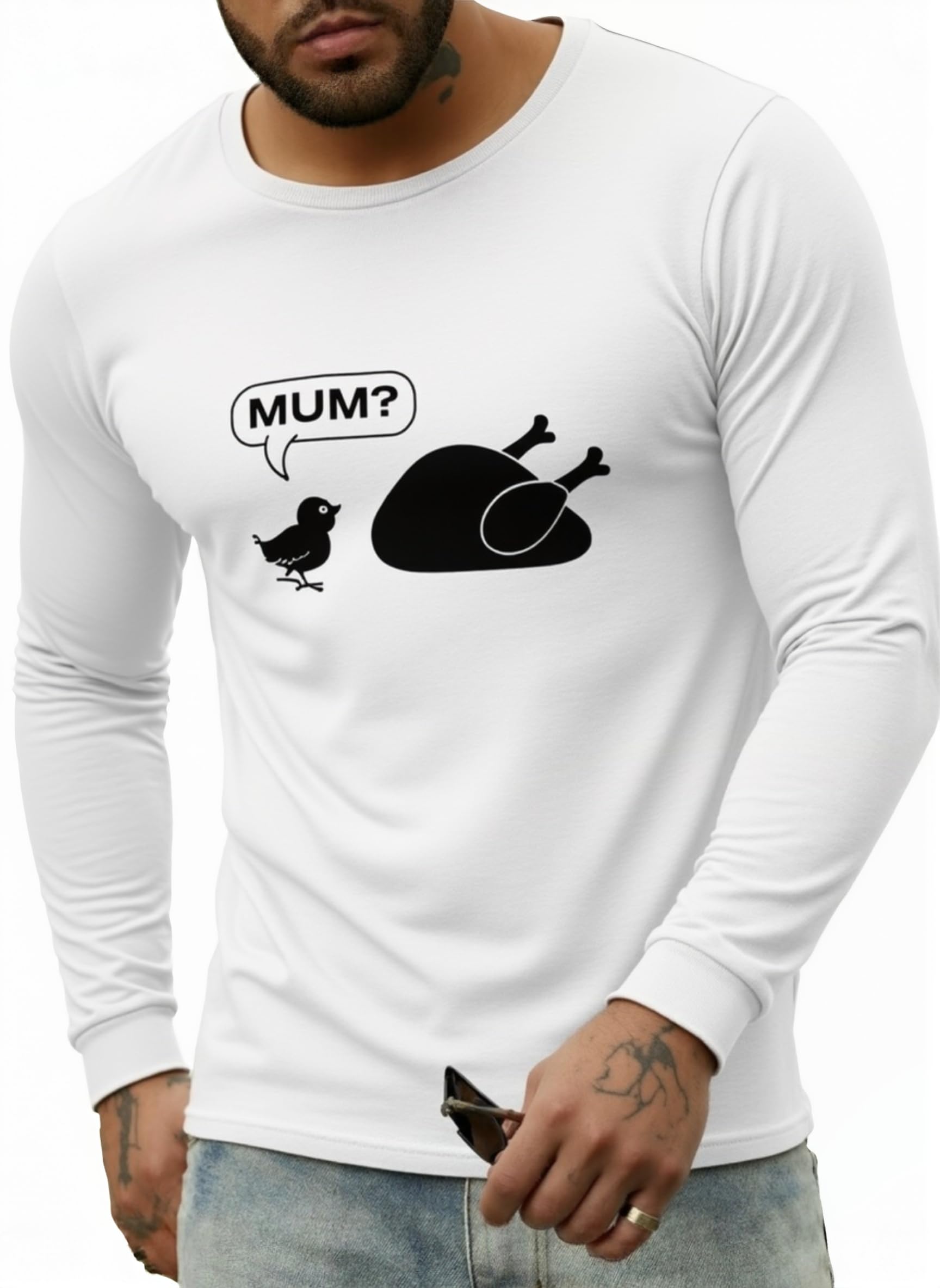 Mens Long Sleeve T-Shirt Graphic Tees for Men Funny Winter Fall Holiday Family Match Shirts Basis Tops Blouse