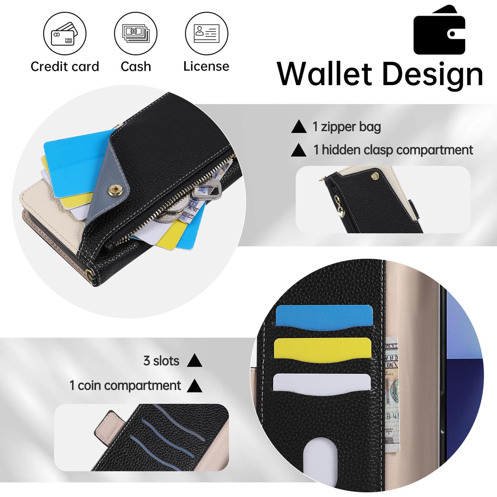 Custodia In Pelle Per Samsung Galaxy Z Fold 8 Ultra, Modello Litchi A Libro | Funzione di Appoggio Multipli Slot Per Carte Caso Staccabile Cinghia A Tracolla Cover,Rosa,Fold 8 Ultra