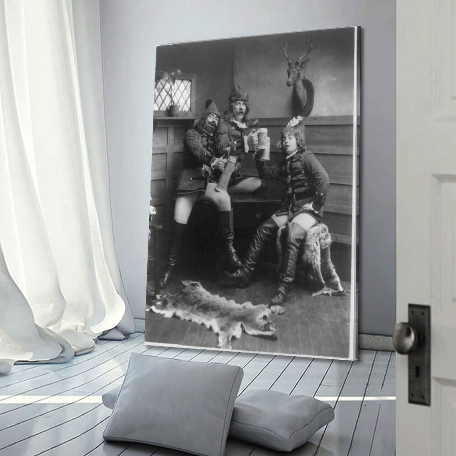 Lienzo decorativo con diseño de cerveza de prohibición en blanco y negro, para decoración de cóctel, cervecería, póster decorativo de pared e impresión artística moderna para dormitorio familiar, 60 x