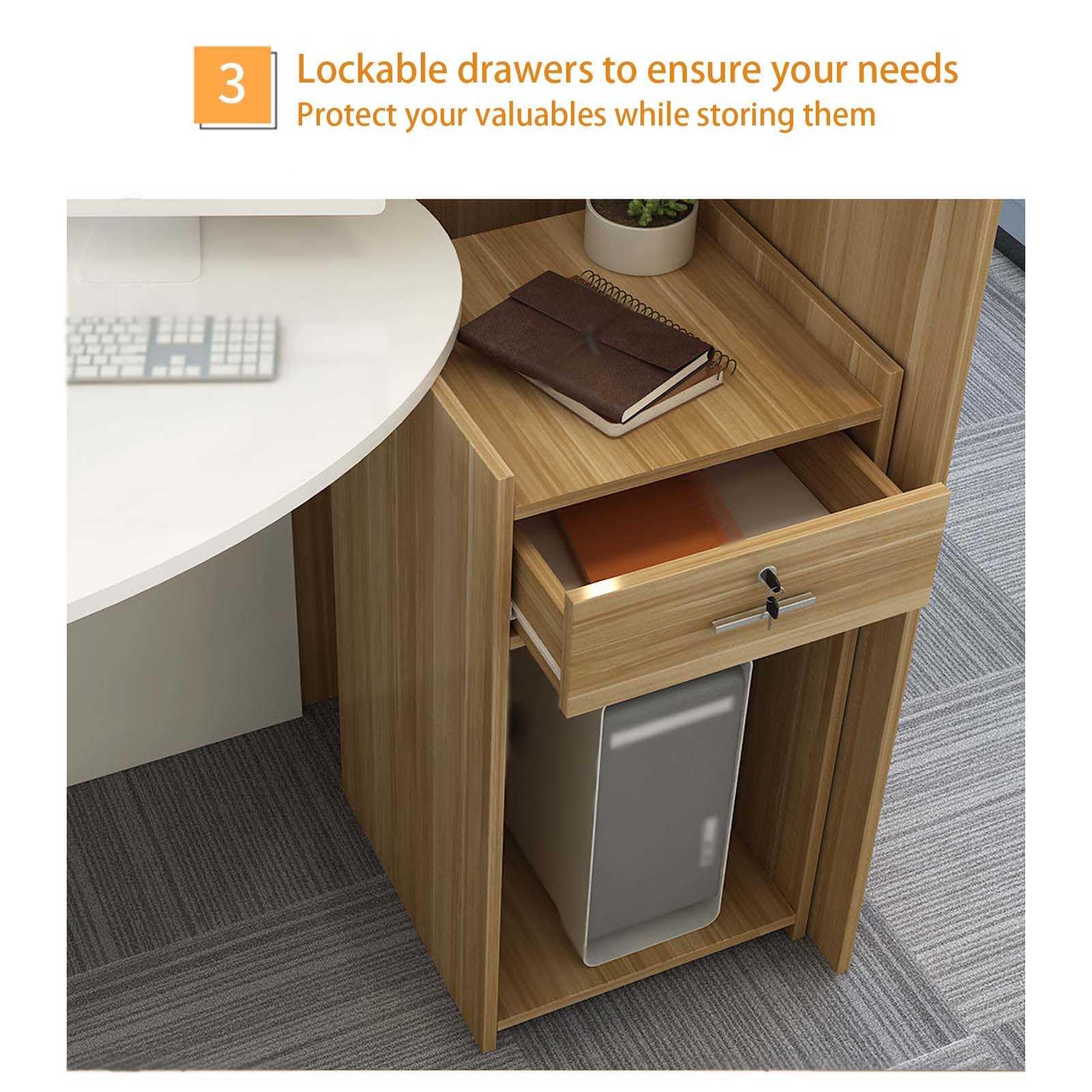 Front-Desk-Empfangstheke, Empfangstheke mit Stauraum an der Rezeption, Einfach Modern Theken-Schreibtisch, Mit Ovalem Schreibtisch und Schublade Mit Schloss, Für Zuhause, Büro, Lobby & Salon