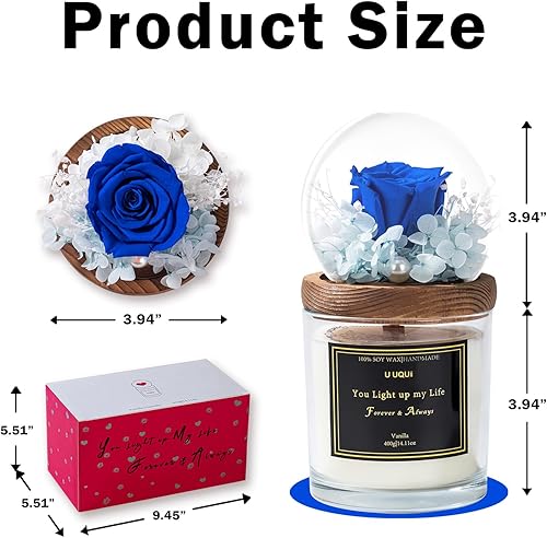 Miniatura 3 de U UQUI Velas de flores para mujer, regalos para el día de San Valentín para ella, juego de regalo de velas perfumadas de rosa preservada, velas de
