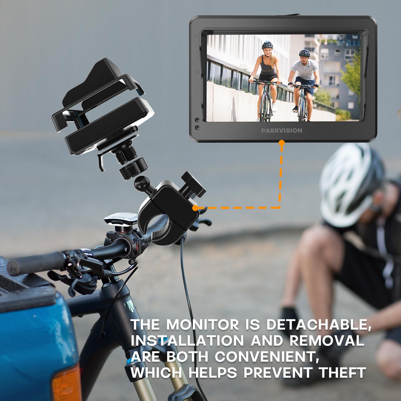 PARKVISION Miroir à vélo Rétroviseur de caméra arrière avec véritable écran AHD 1080p de 4,3", 8000mah Batterie Rechargeable vélo Guidon Miroir avec Excellente Vision Camera Velo Arriere