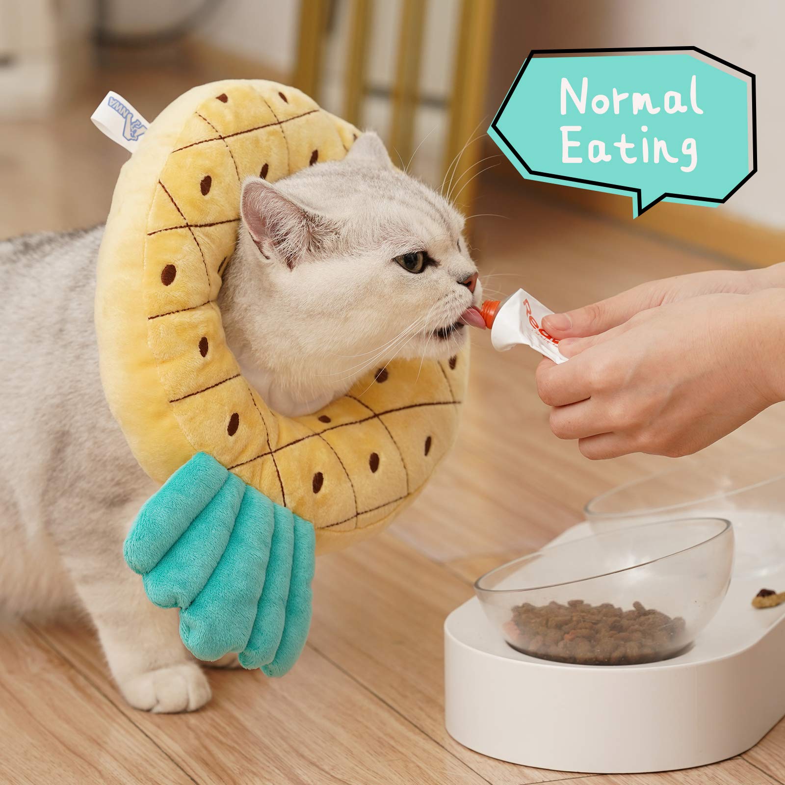 Soft Cotton Adjustable Cat Recovery Cone - Comfy Donut Collar For Post-Surgery, Prevents Licking-805360