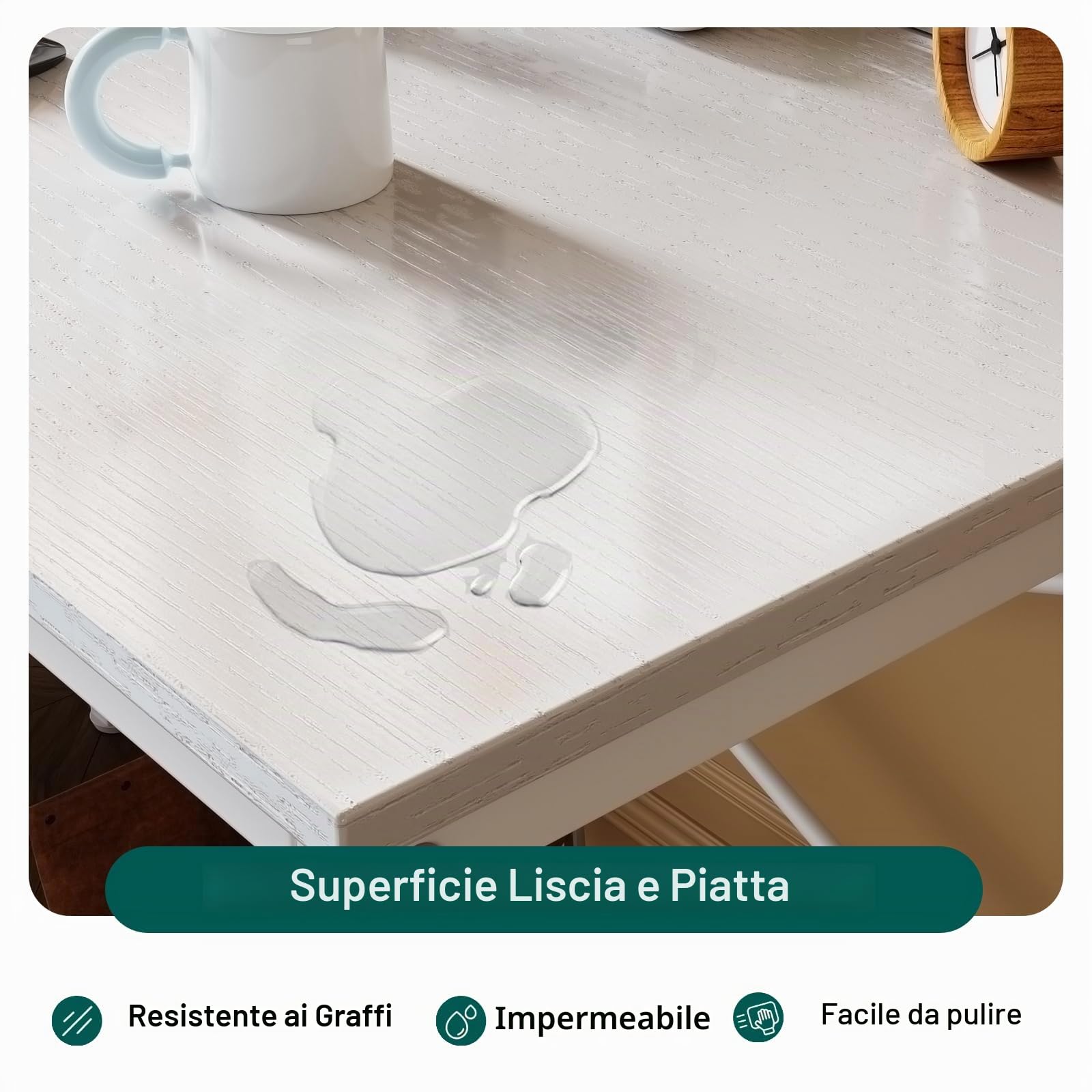 Scrivania a forma di L con ripiano 120 x 80 x 73 cm, scrivania angolare con piedini regolabili, per ufficio e home office, colore bianco