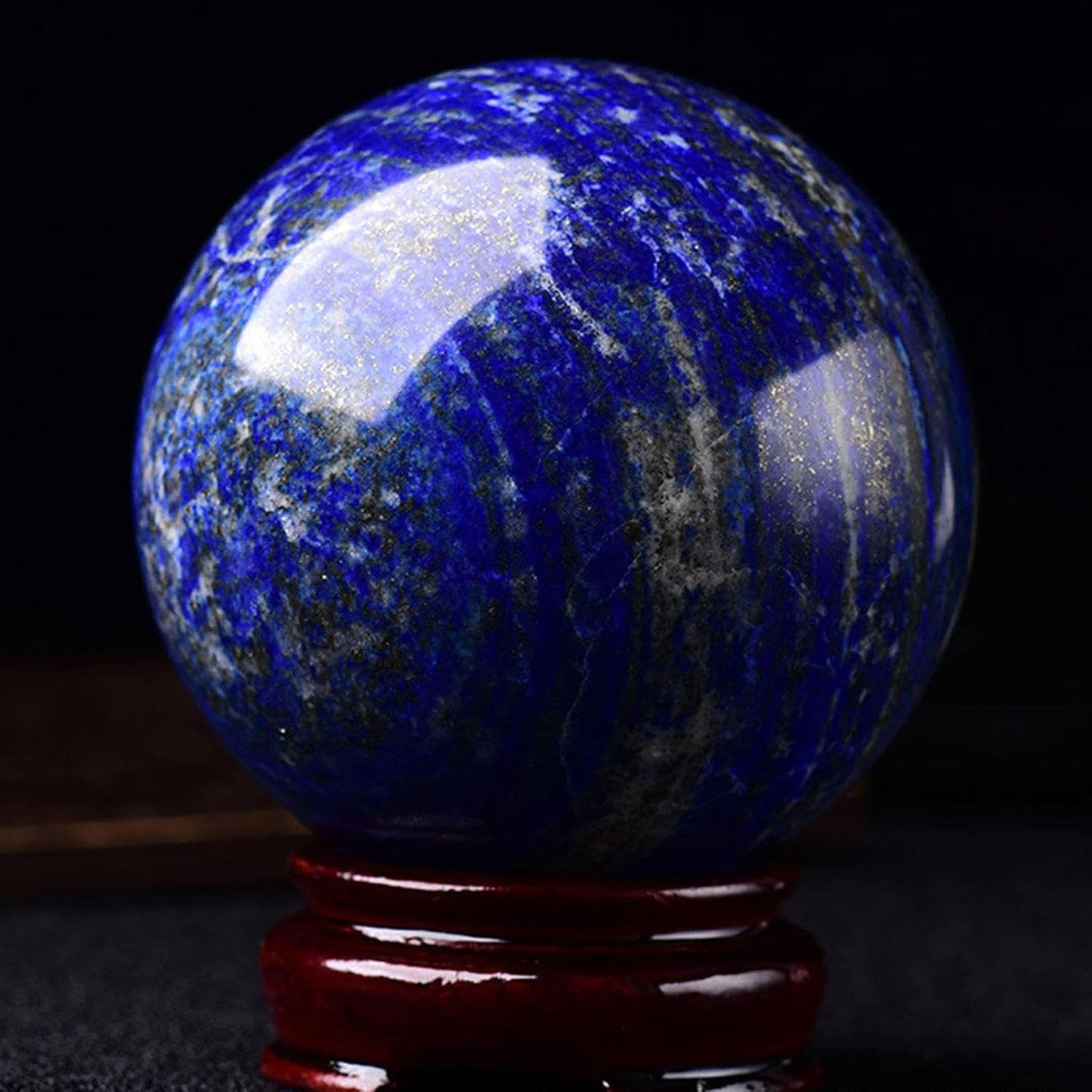 Bola de Cristal Decorativa con Soporte, Bola de Piedra de Lapislázuli Natural, Esfera de Piedras Preciosas Curativas, Adornos, Esfera de Energía de Meditación, Rocas Minerales,50mm