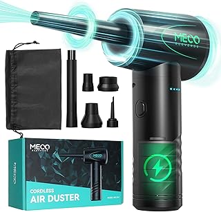 MECO Compressed Air Duster Electronics,100000RPM Air Blower,Powerful Electric Air Duster for Computer Keyboard Cleaner PC Home Office,Reusable Cordless Air Duster Replace Canned air,2 Hour Fast Charge