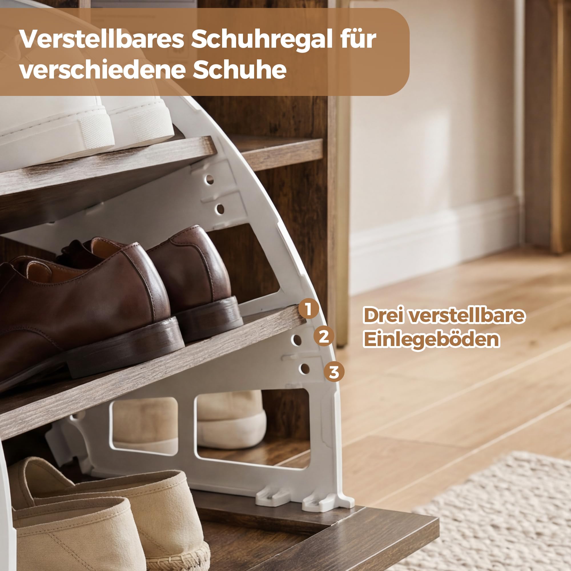 BonVache Schuhbank mit Sitzfläche, Sitzbank mit Stauraum, Schuhbank mit 3 Fächern, Fach unter Sitzkissen, verstellbare Regale, Schuhregal für Wohnzimmer, Flur, bis 150 kg belastbar, Vintagebraun