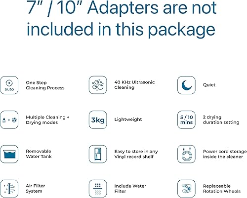 Miniatura 6 de Limpiador ultrasónico de discos de vinilo, máquina de limpieza ultrasónica de discos de vinilo de 40 kHz con secado automático, kit limpiador de