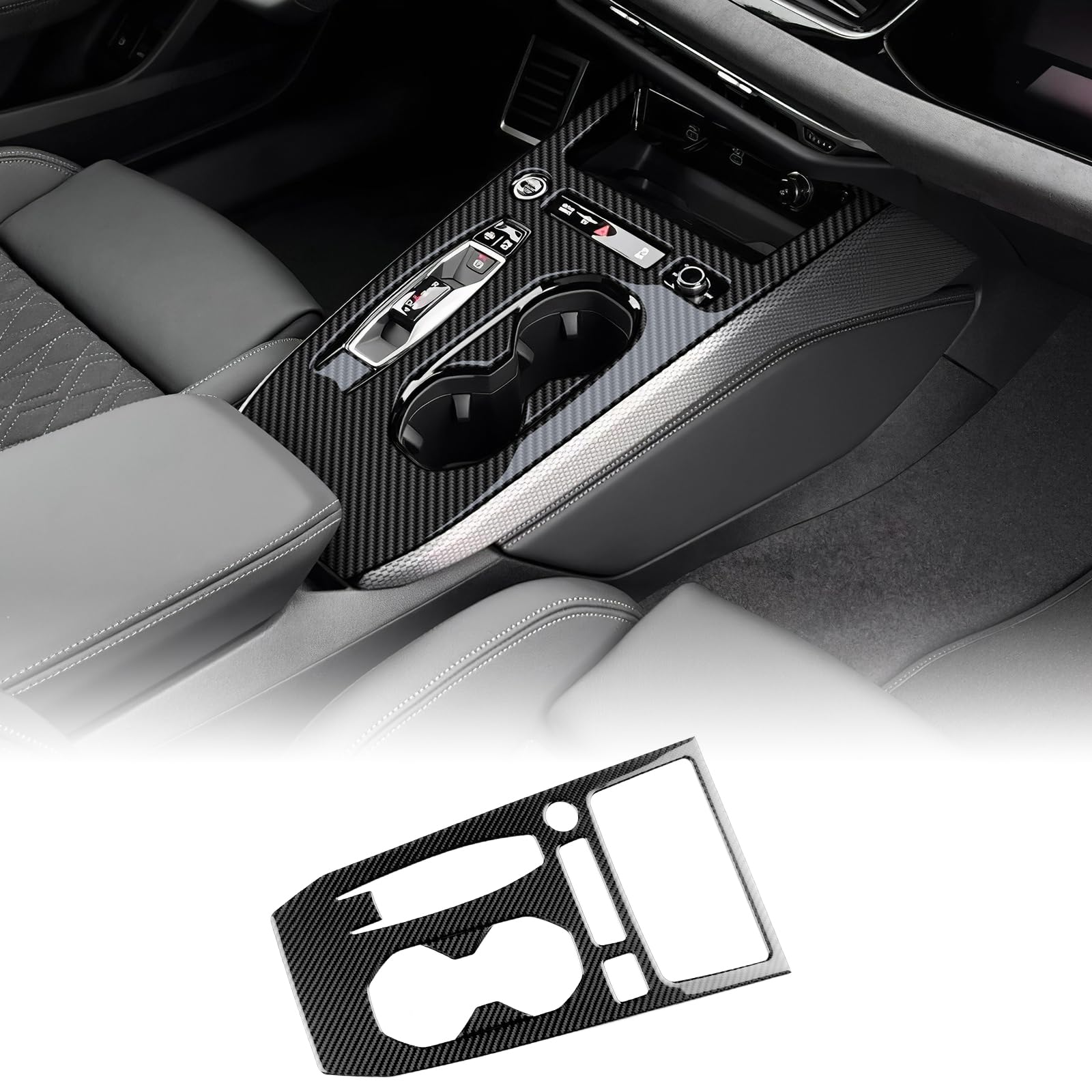 KUNGKIC Für Audi A5 S5 B10 A6 e-tron 2025 2026 Kohlefaser Auto Schalttafel Abdeckung Getrieberahmen Gangschaltung Paneel Innenraum Dekorative Zubehör,Automatikgetriebe