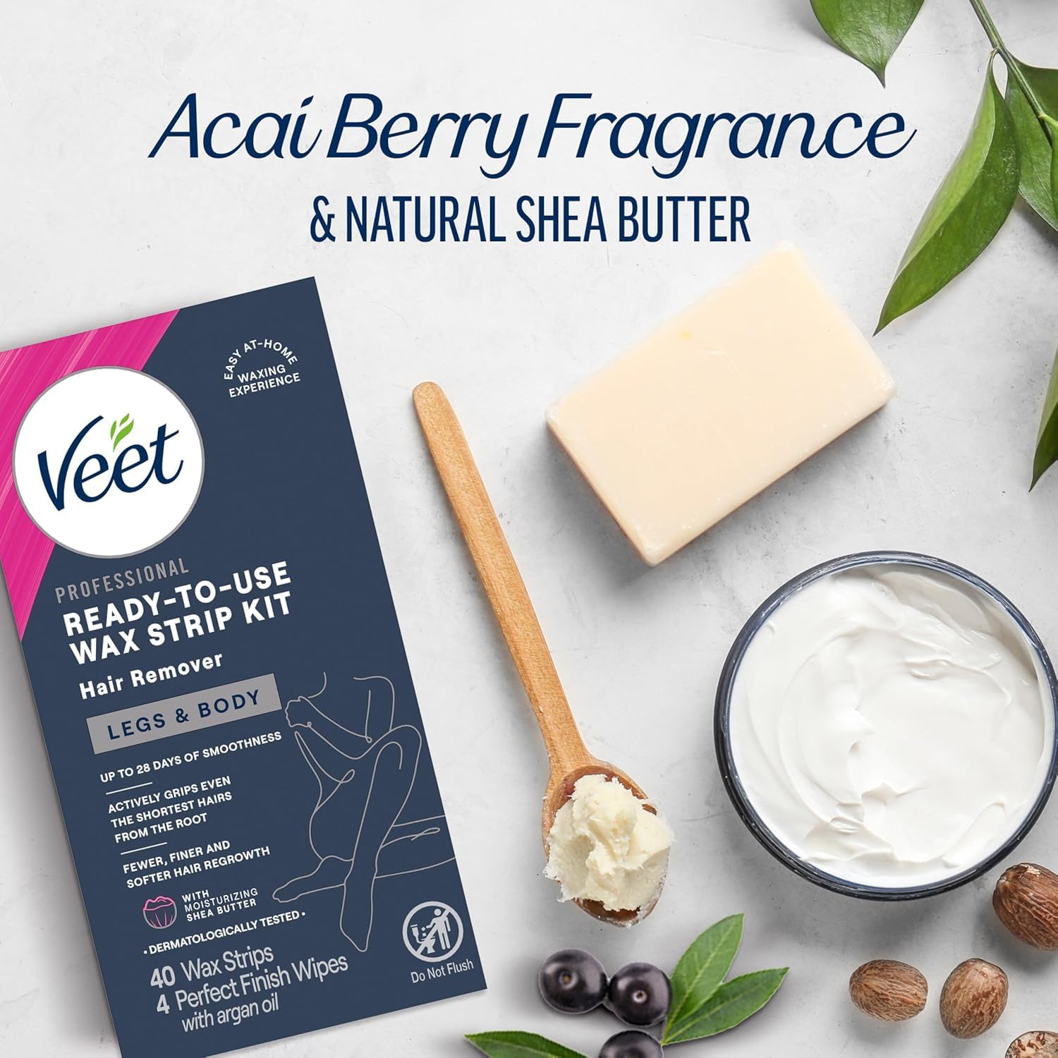 Veet Leg and Body Hair Remover Cold Wax Strips, 40 ct (Pack of 3)