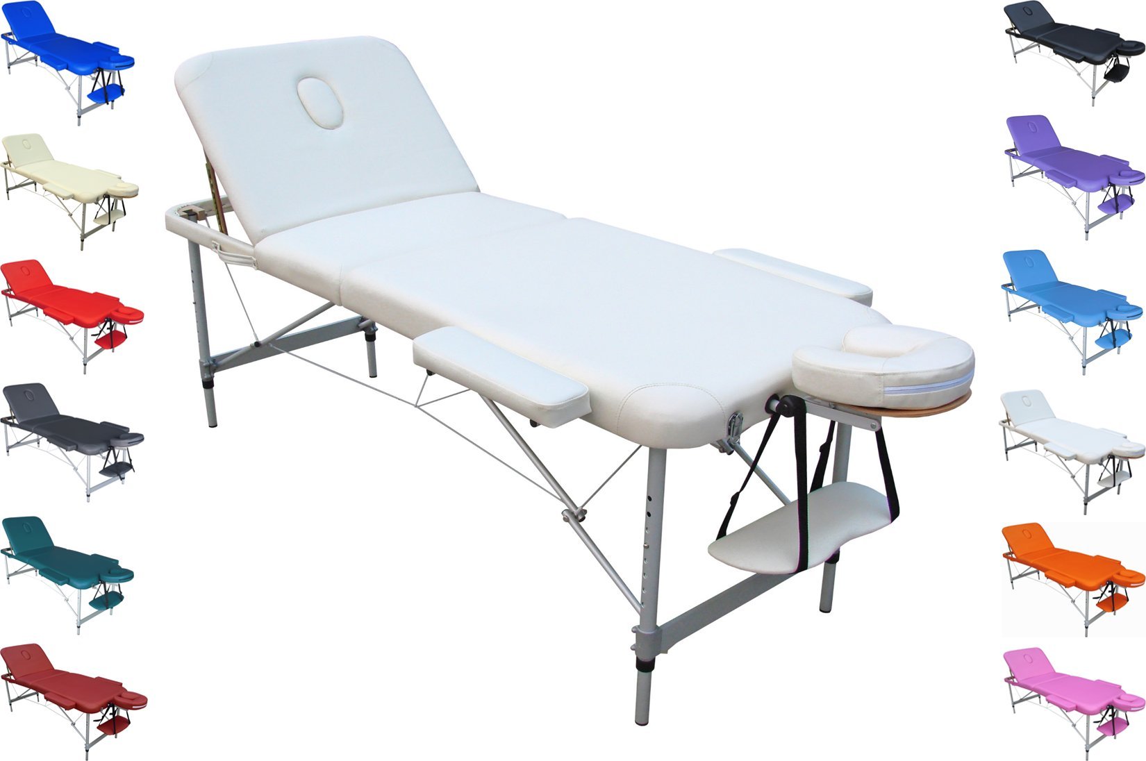 Polironeshop Mercurio Camilla de Aluminio Ligera portátil para Masaje estética Tattoo 60 cm (Blanco)