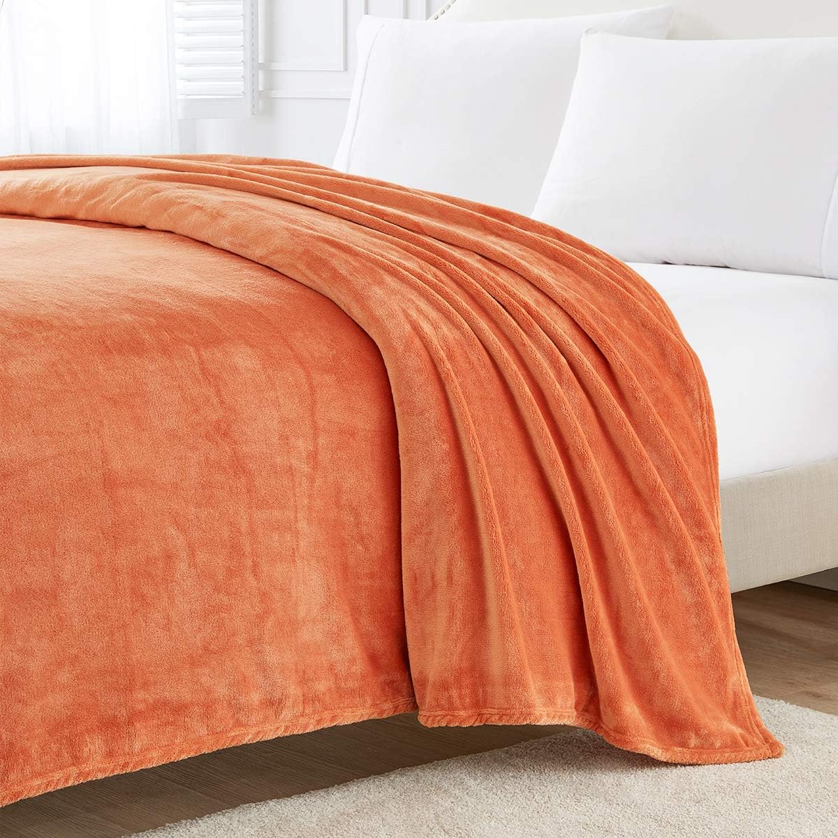 BOURINA Fleece Blanket Flannel Throw Blanket (Orange,Throw Size) Lightweight Cozy Microfiber Blanket for Sofa, Couch, Bed, Camping, Travel, 50x60 inches - Image 2