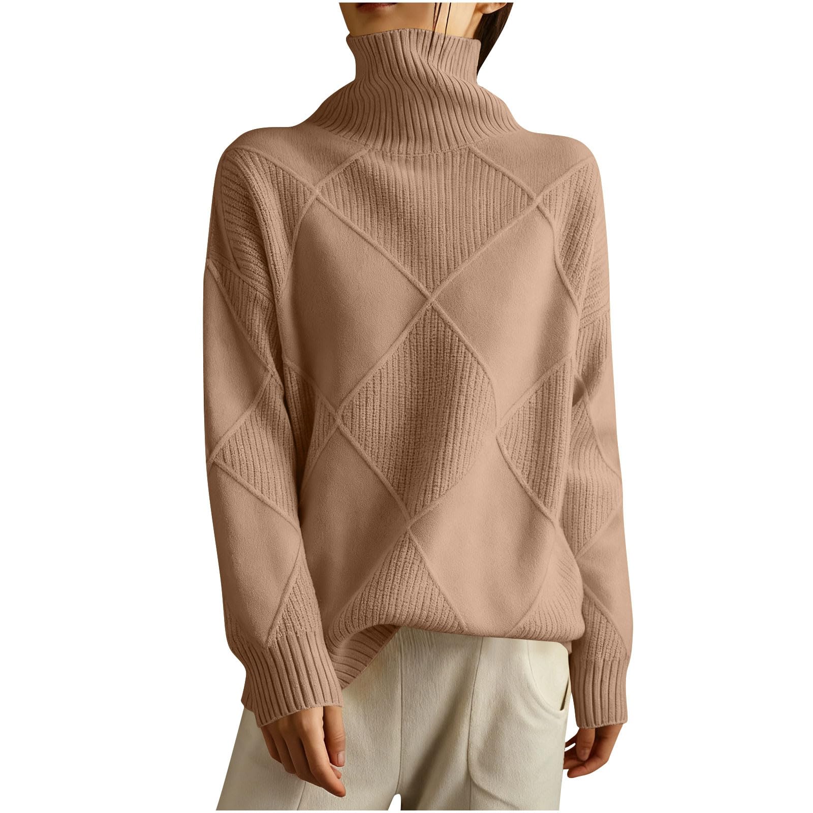 Womens Long Sleeve for Women Turtle Neck Sweater Crochet Basic Winter Fall 2025 Fashion Y2K