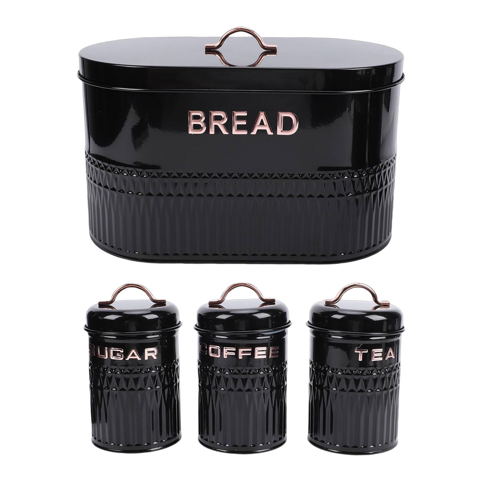SIXRUN Set Portapane e Contenitori Dal Design Elegante per la Soluzione di Stoccaggio da 4 Pezzi in Ferro per Uso Alimentare da Bancone della (BLACK)