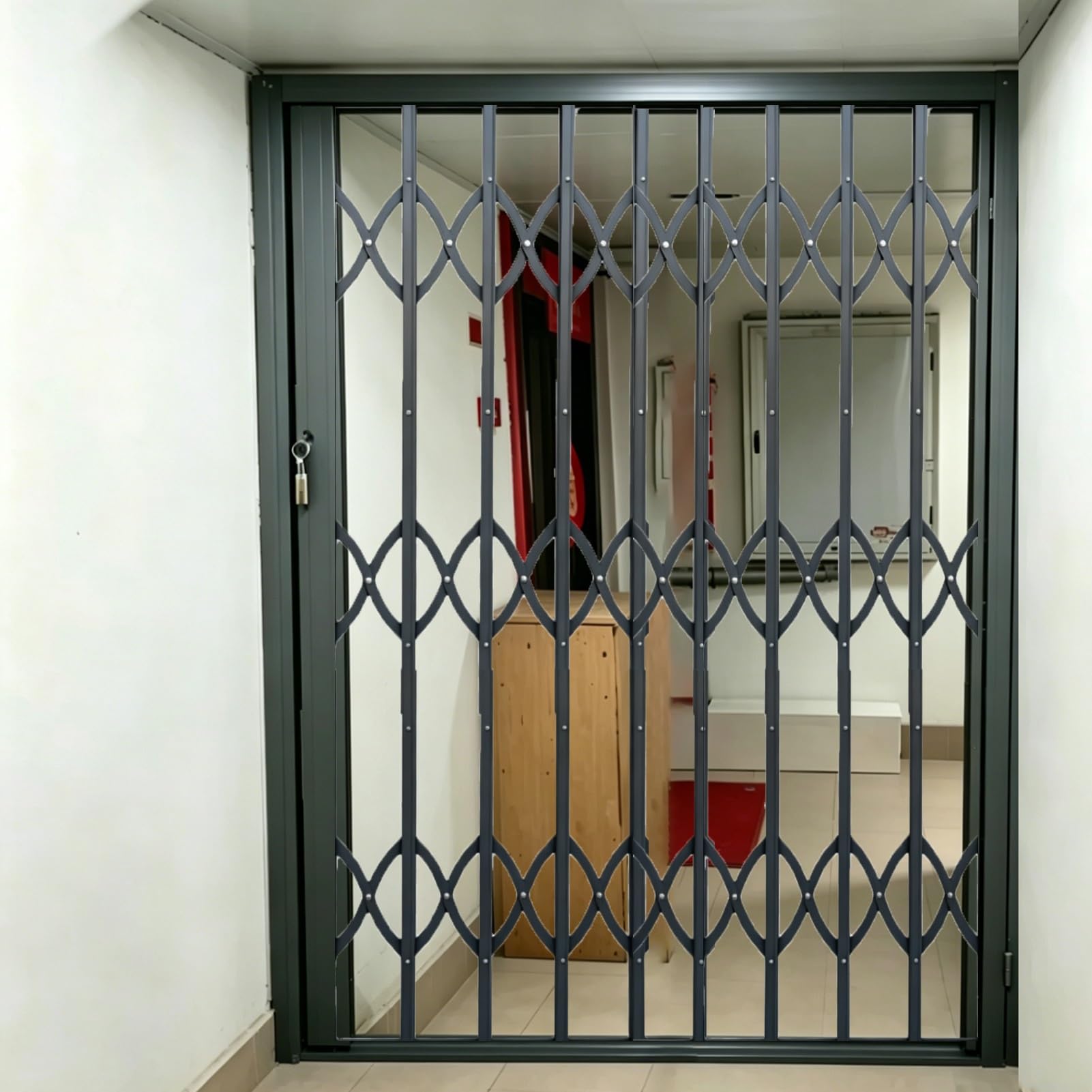 Minglez Patio Sliding Door Security Bar with Lock, Extendable Prevent Burglary Window Bars Fence for Outdoor, Safe Window Guard Gate Accordion Folding Door(24x79in/60x200cm)